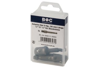 Adapter Set für 1/2"-1/4"-3/8" Steckschlüssel, 1/4" Antrieb, Länge 50 mm