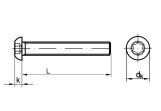 Round-head screw with 6lobe/TX ISO 7380-1 M3x25 - Steel 10.9