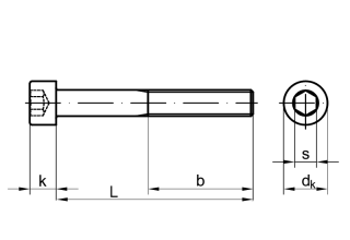 Cylinder head screw UNC 1/4"-20  stainless steel black oxidized (similar DIN 912)