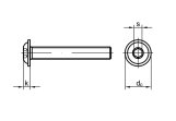 Round-head screw with flange ISO 7380-2 M6 - Stainless Steel Black V2A