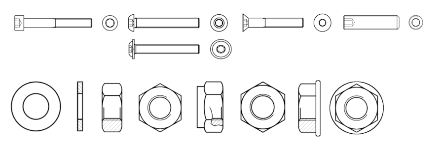 Rc-Schrauben Sets Inhalte technische Zeichnung